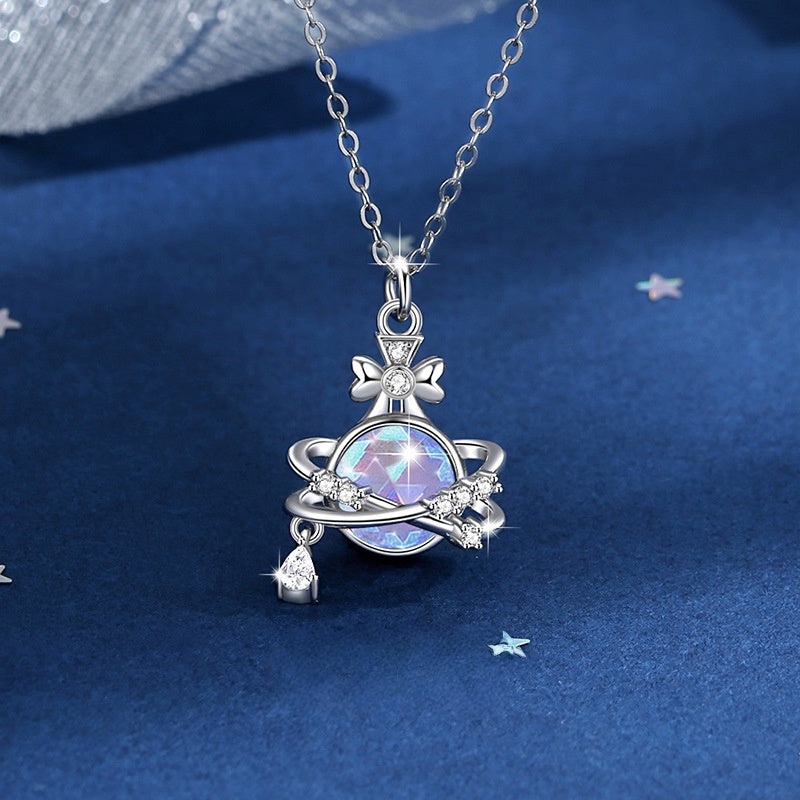 Saturn Sterling Silver Necklace-Drawn to You