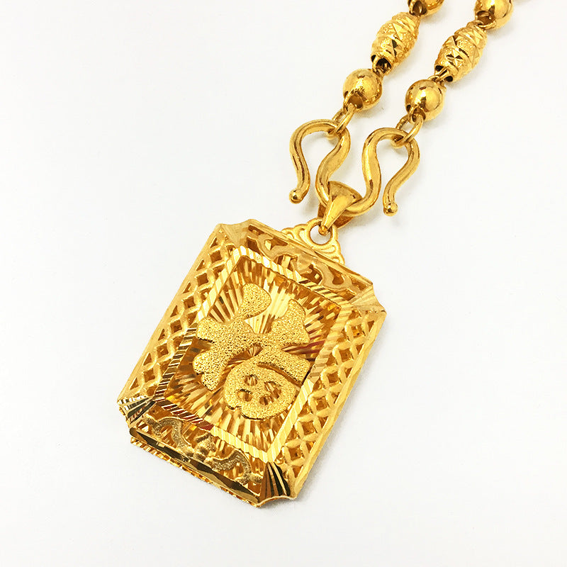 Golden Auspicious Warmth-Auspicious Inscription Tag Pendant