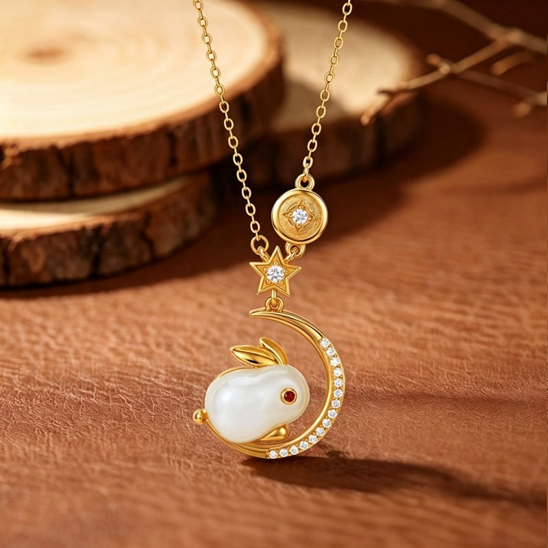 Love Held Close-Rabbit Nephrite Jade Necklace