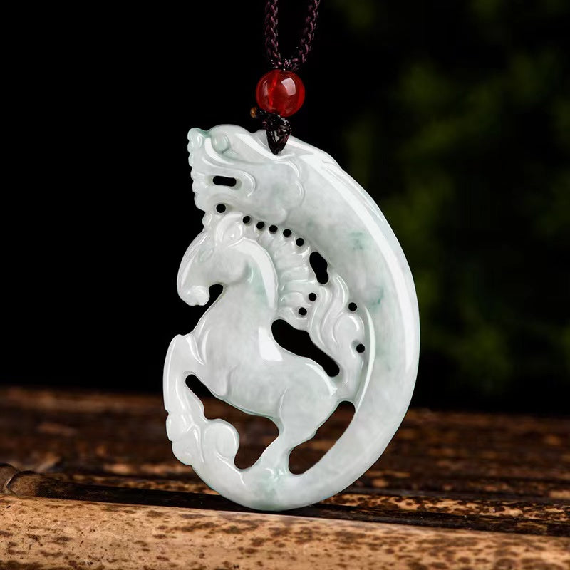 Dragon and Horse Jade Pendant-Fengshui Luck