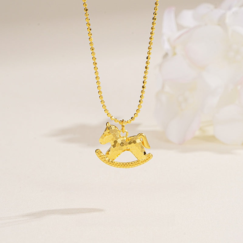 Lucky Spark Horse Golden Necklace – 2026 Year of the Horse Edition for Wealth & Fortune Necklace