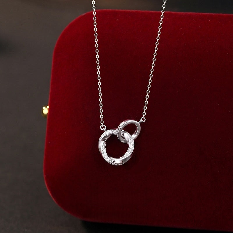 Möbius Interlocking Rings Fine Silver Necklace-Meant to Be Together