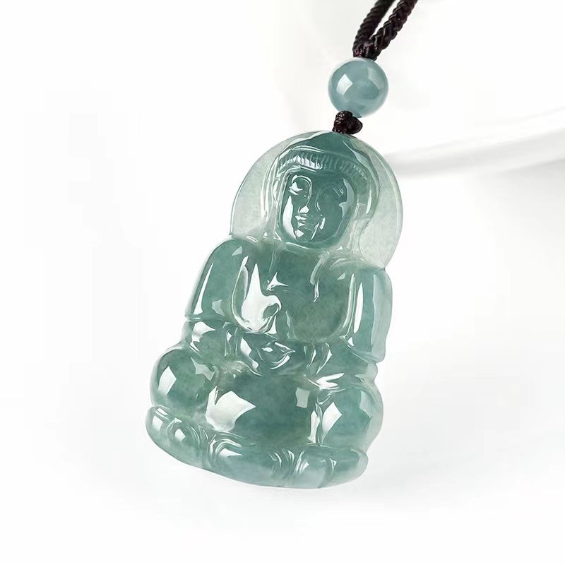 Guan Yin Ice Jade Hand Carved Pendant-Compassion