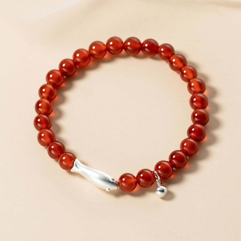 Keep Moving Forward-Koi Fish Red Agate Bracelet with S990 Silver