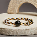 Gold Sheen Obsidian Braided Cord Bracelet-Peace and Vitality