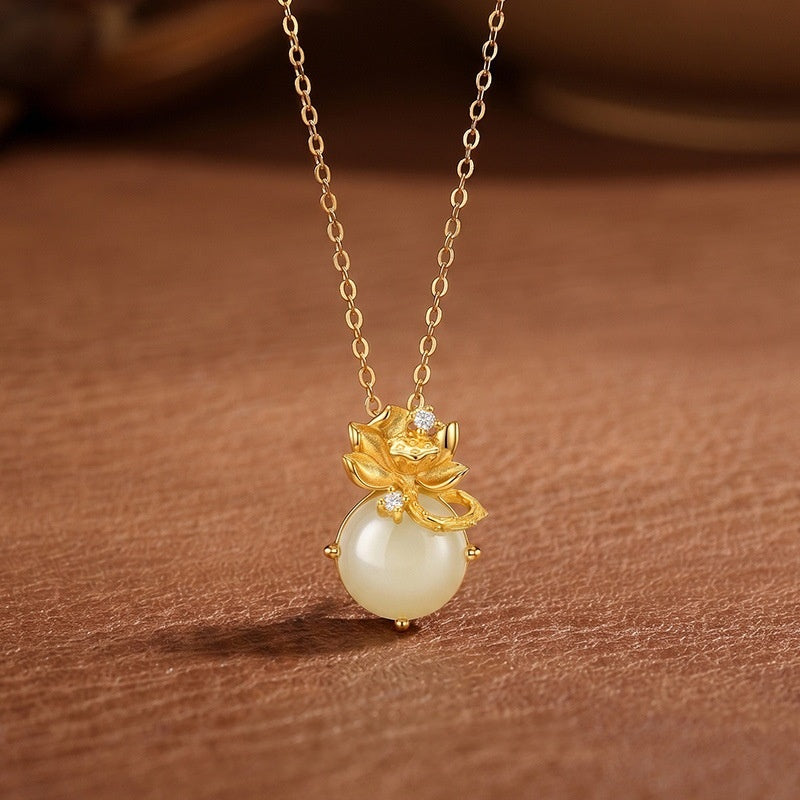 Nephrite Jade Gourd Pendant Necklace-Blessing and Abundance