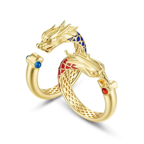 Dragon Phoenix Gold Couple Ring-Wealth and Prosperity