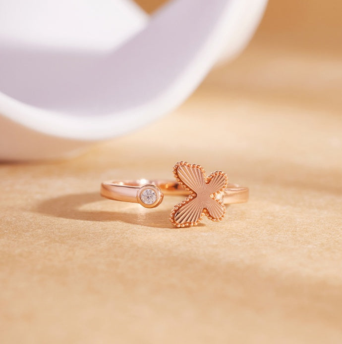S925 Silver Textured Butterfly Ring-Quiet Renewal
