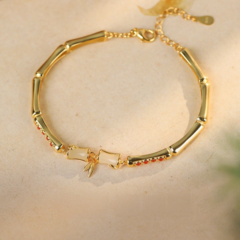 Bamboo Nephrite Jade Bracelet-Strength with Grace