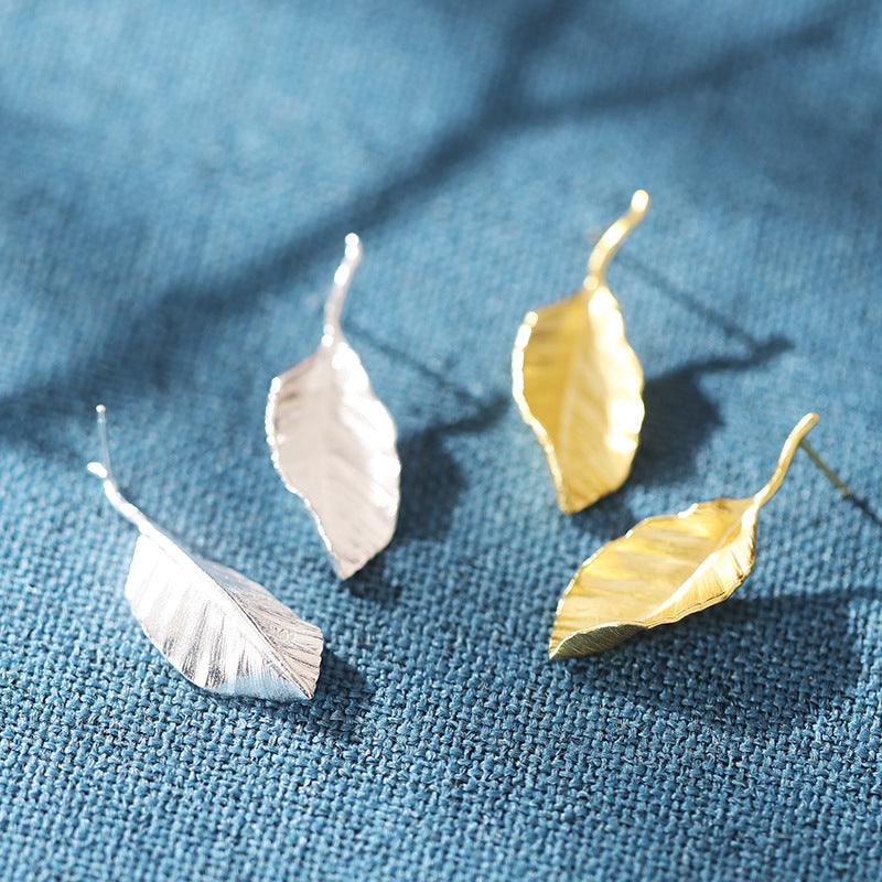 A Softer Pace-Textured Leaf Earrings & Necklace