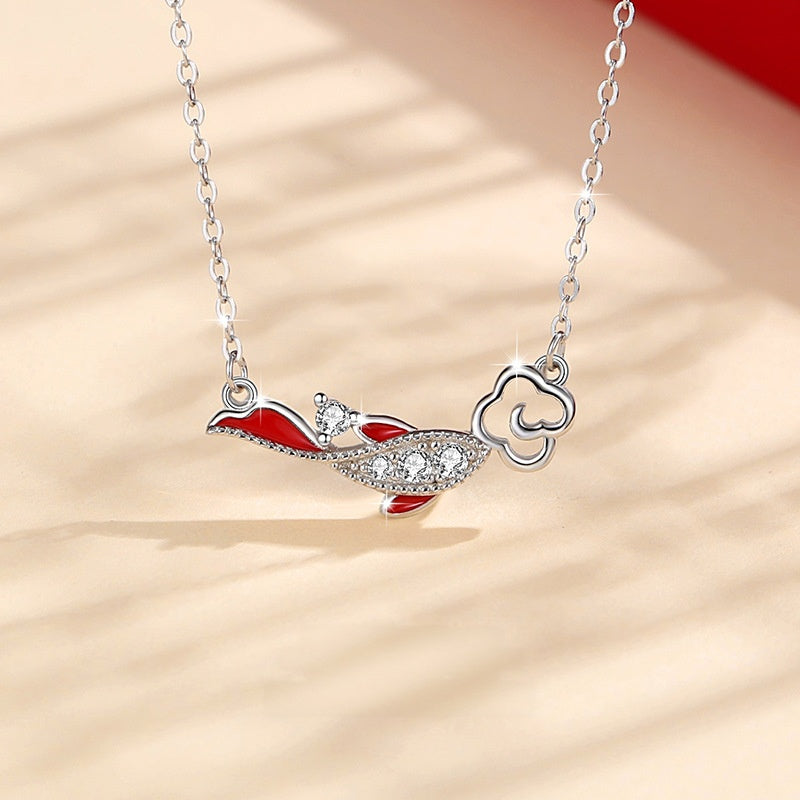 Wishes for Good Fortune-Koi Fish Cubic Zirconia Sterling Silver Necklace