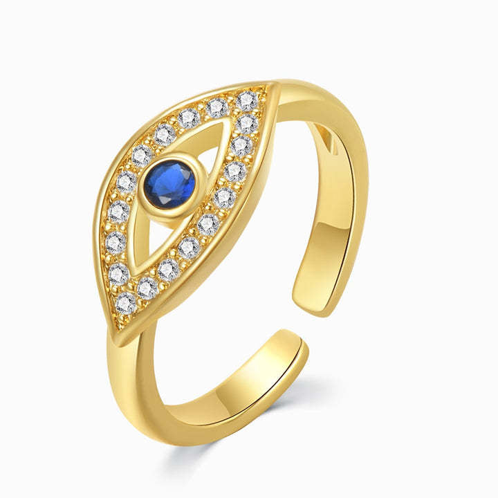 Diamond Studded Evil Eye Protection Ring