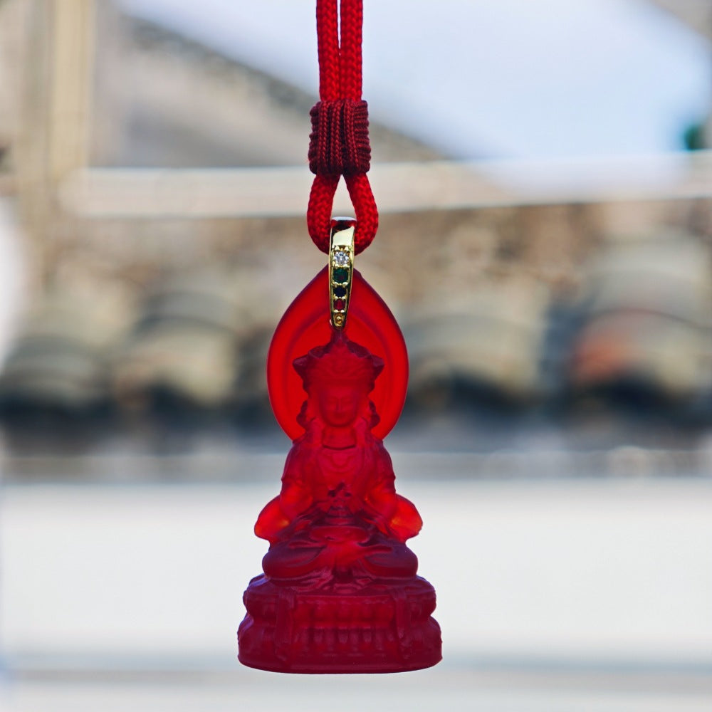 Longevity Buddha Liuli Pendant–Peace, Protection & Long-Life Blessings