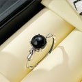 Quiet Confidence-Bamboo Black Agate Silver Ring