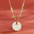 White Jade Pendant Necklace-Auspicious Fengshui Clounds