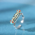 Tibetan Dzi Turquoise 925 Sterling Silver Ring-Mindful Serenity