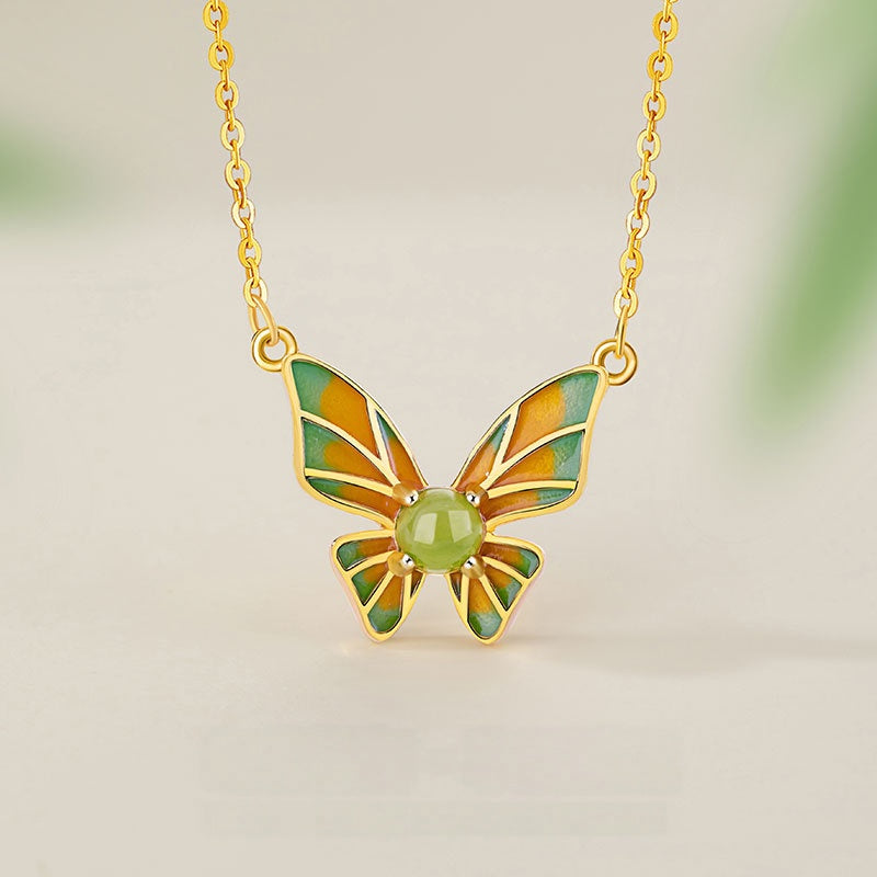 Butterfly Nephrite Jade Necklace-Gentle Transformation