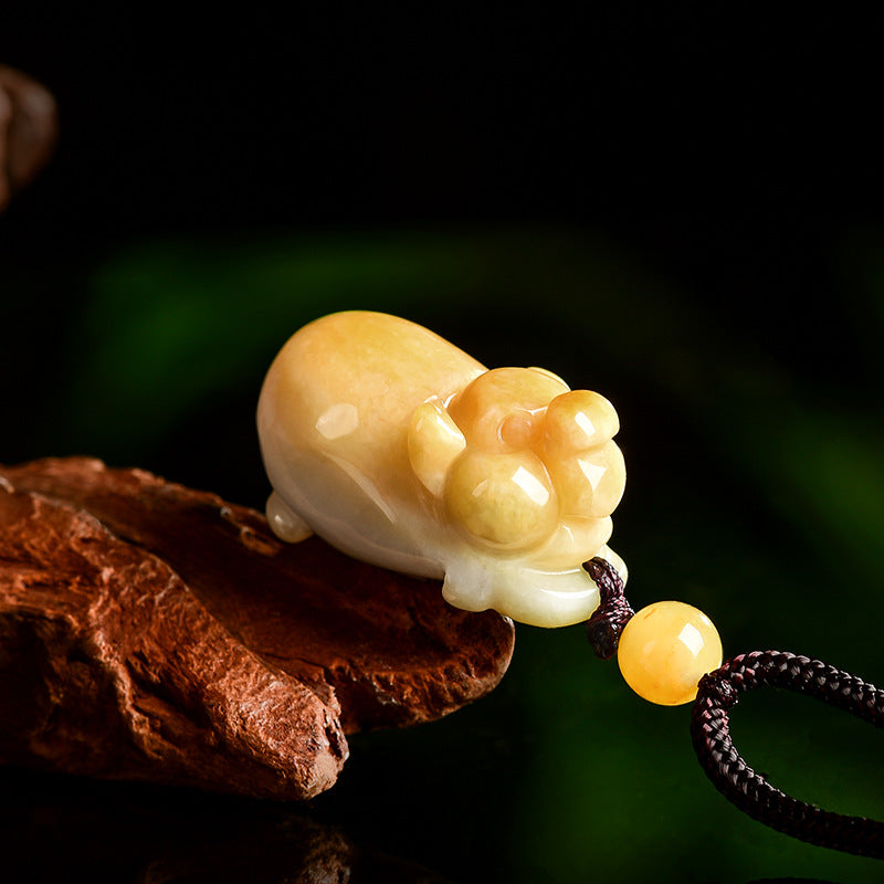 Fortune Blessing Golden Pig Jade Pendant Necklace– Symbol of Abundance & Joy