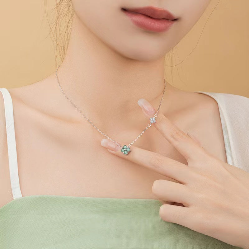 Four Leaf Clover Ice Jade Necklace-Faith & Hope