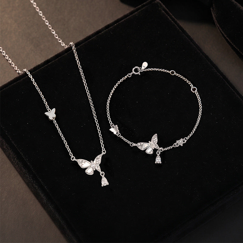 Butterfly Fine Silver Necklace and Bracelet-Love Finds a Way