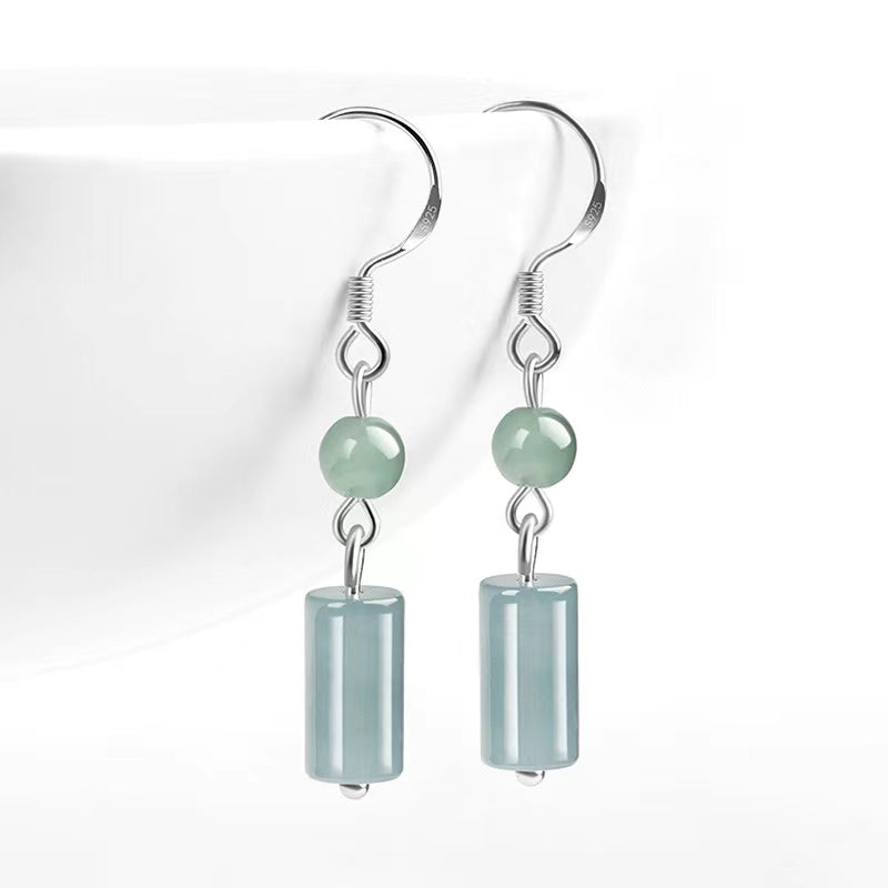 Natural White Jadeite Earrings-Peace of mind