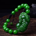 Naturgrüner Jade Pixiu Glücksperlen-Armband