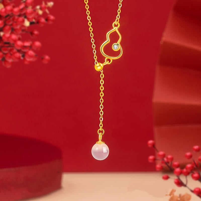 Blessings and Prosperity-Gourd Chalcedony Drop Necklace