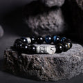 Peace and Protection-Six-Syllable Mantra Gold Sheen Obsidian Beaded Bracelet