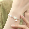 Lucky Cat White Jade Silver Nugget Bracelet-Fortune&Prosperity