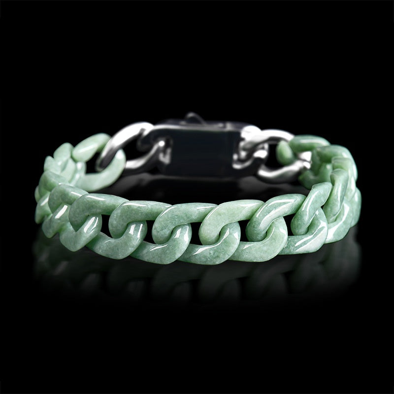 Natural Jadeite Cuban Chain Hand-Carved Bracelet-Premium Urban Jewelry in 3 Colors