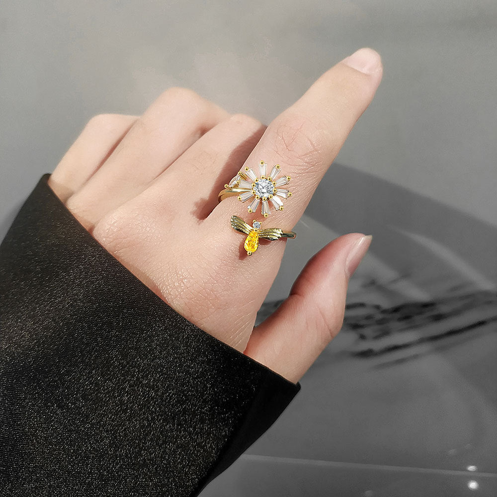 Sunflower Zircon Feng Shui Lucky Ring
