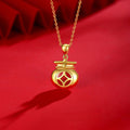 Glücksverheißende Feng Shui Gold Geldsack Anhänger Halskette