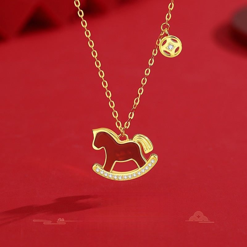 Red Agate “Fortune Horse” Necklace – Ride into Prosperity 2026 Limited Edition “Wealth Arrives Swiftly”
