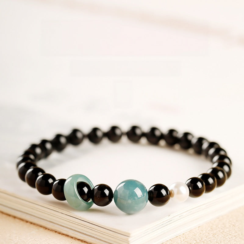 A Brighter Turn-Blue Water Jade Obsidian Bracelet