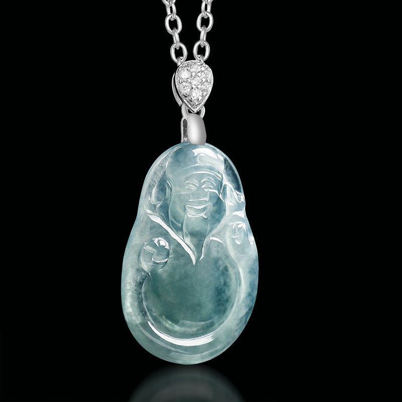 Blue Ice Jade Wealth Guardian Pendant – Prosperity & Fortune Blessing