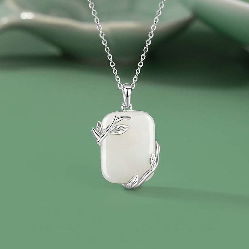 Nephrite Jade  Pendant Necklace-Flourishing Grace