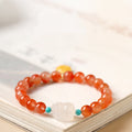 Prosperity in Motion-White Agate Pixiu Beaded Bracelet