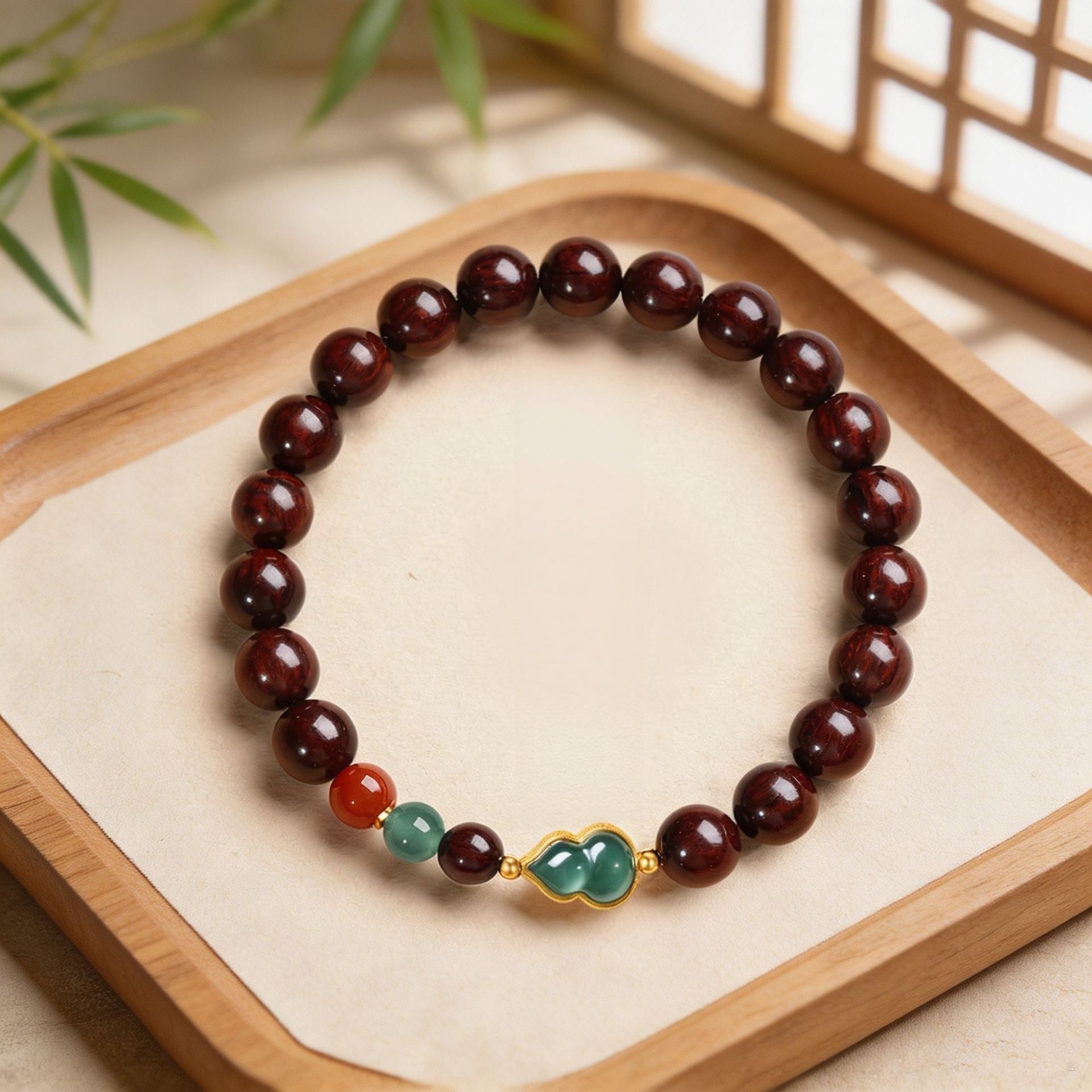 A Turn of Fortune-Purple Sandalwood Jade Gourd Bracelet