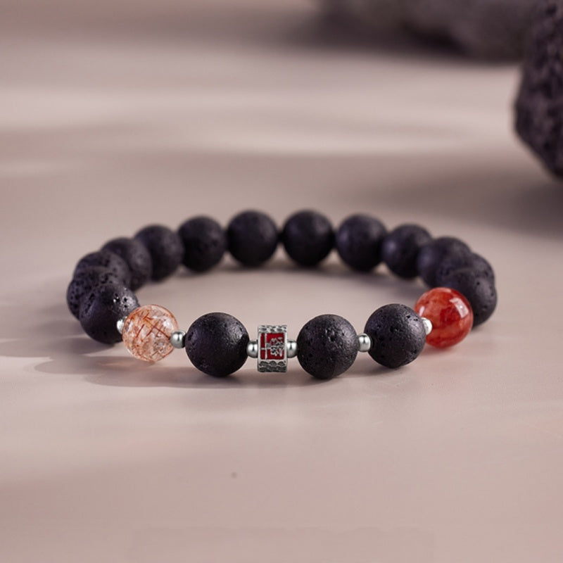 Lava Stone Red Quartz Bracelet-Grounded Radiance