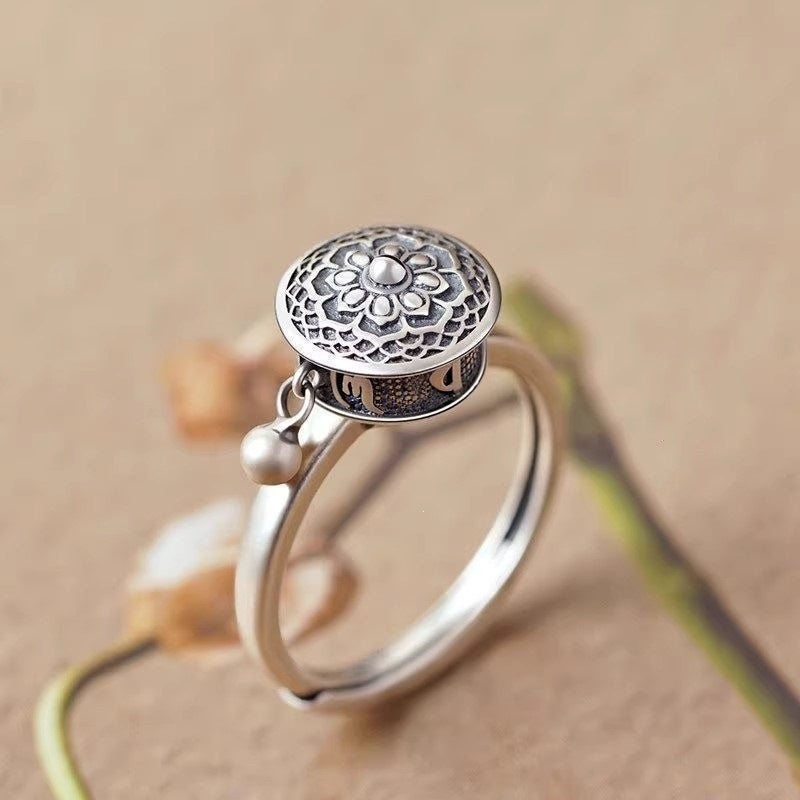 925 Silver Prayer Wheel Mantra Ring-Calm in Motion