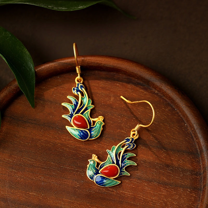 Phoenix Red Agate Drop Earrings-Grace in Full Color