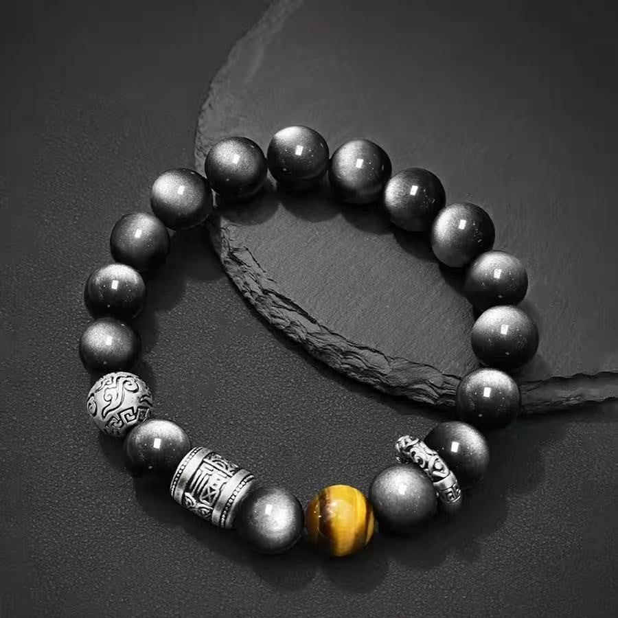 Silver Sheen Obsidian Blessings Bracelet-Serene Fortune