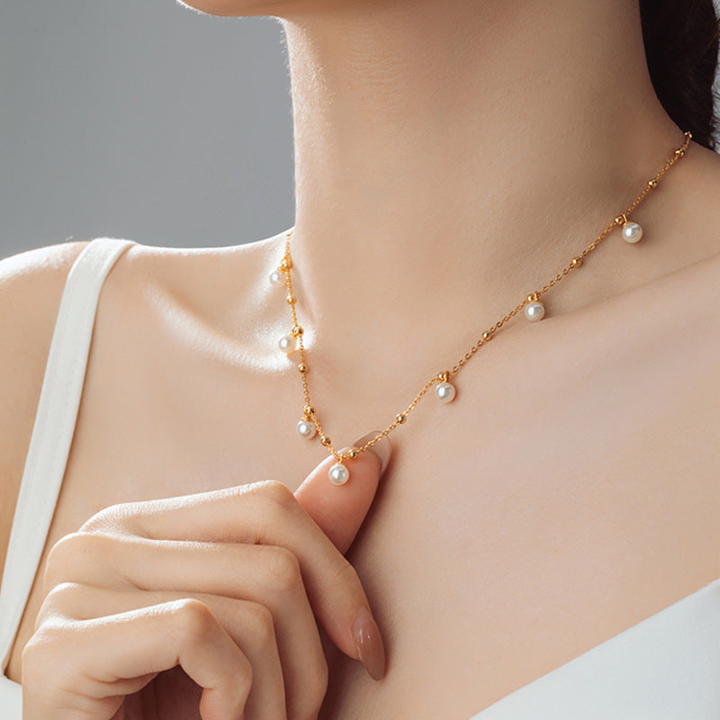 Pearl Drop Necklace-A Scattering of Luster