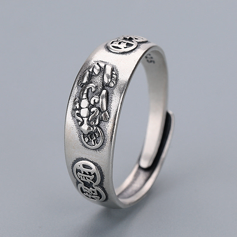 Glücks-Feng-Shui Pixiu-Sechs-Wahre-Worte-Mantra-Ring (verstellbar)