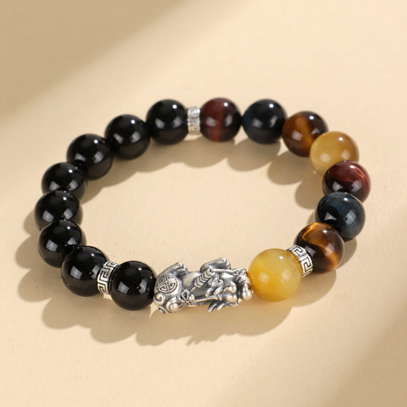 Black Agate Pixiu Wealth Protection Bracelet