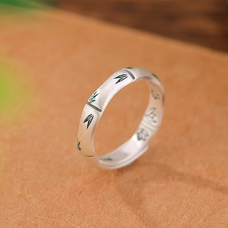 Enamel Bamboo Silver Ring-Harmony and Balance