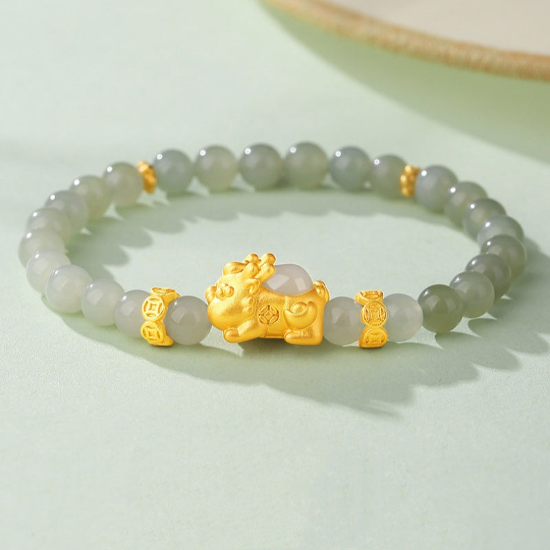 Abundance & Fortune-Pixiu Nephrite Jade Bracelet