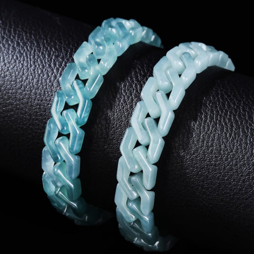 Handgeschnitztes Jadeit-Kubanische-Glieder-Armband – Pfad des Wächters