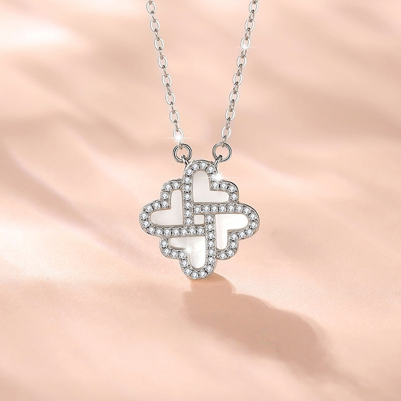 Four Leaf Clover Sterling Silver Necklace-Lucky to Find You