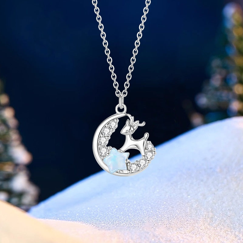 Reindeer Moon Sterling Silver Necklace-With You Always